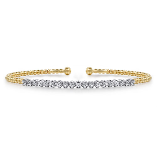 Gabriel & Co. 14K White & Yellow Gold Bujukan Bead Diamond Cuff Bracelet