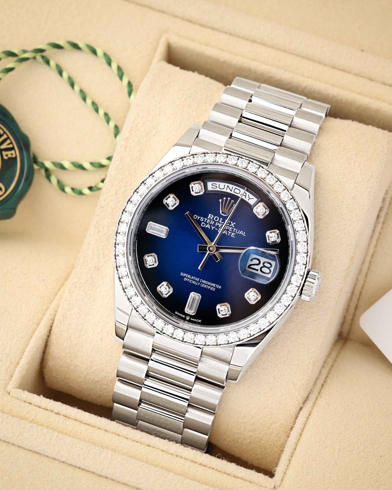 Blue Ombré Rolex Day-Date 36 128349RBR | Noah's Fine Watches Dallas