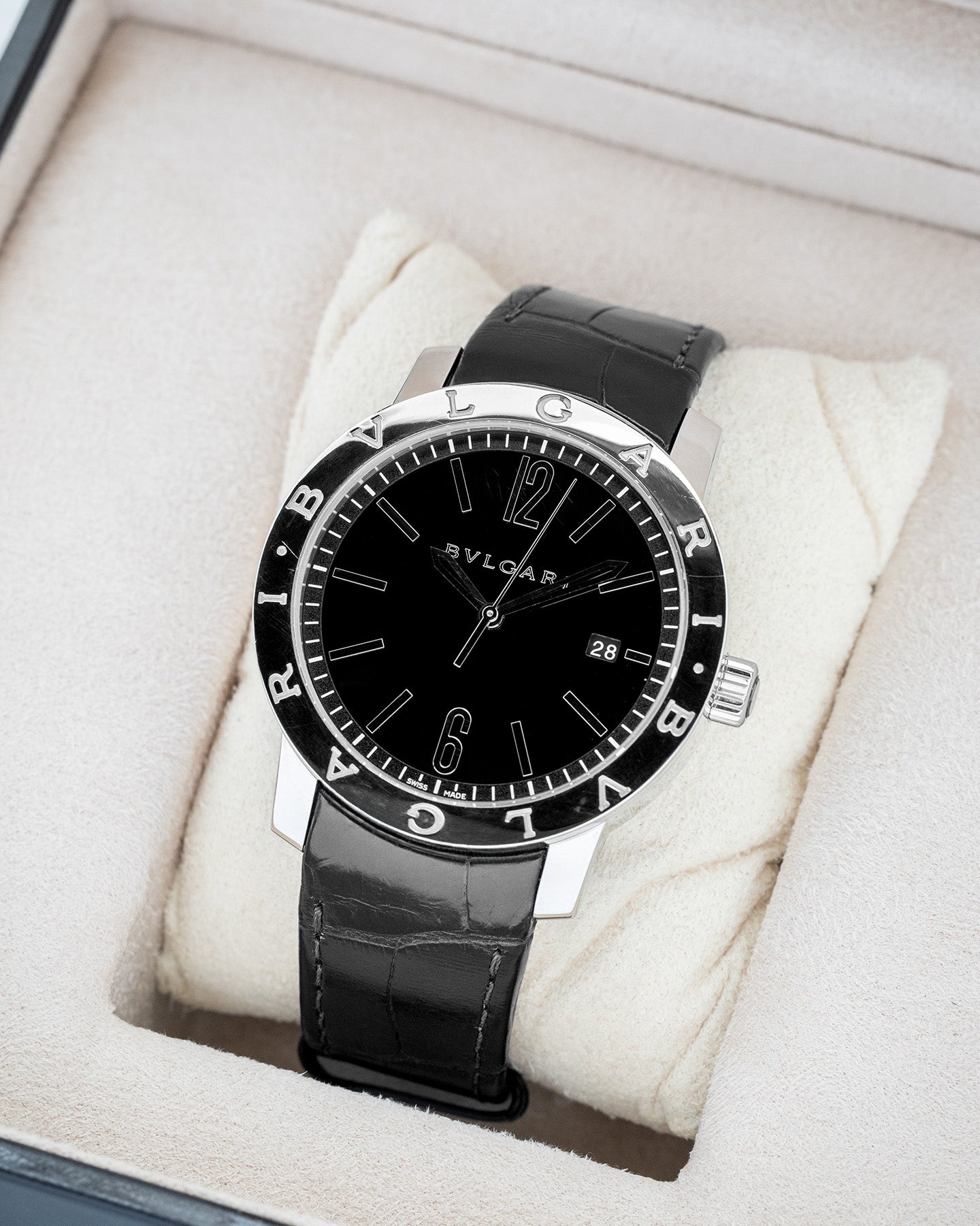 Bvlgari Bulgari Solotempo BB41S Steel Black Watch | Noah's Fine Watches and Jewelry