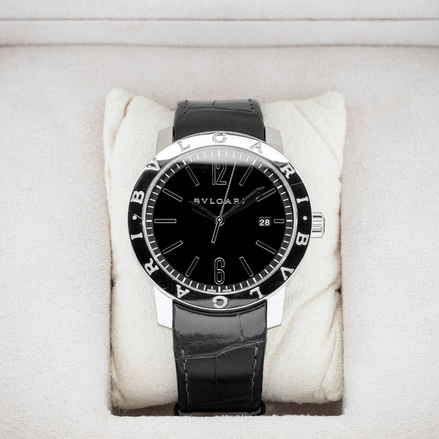 Bvlgari Bulgari Solotempo BB41S Steel Black Watch | Noah's Fine Watches and Jewelry
