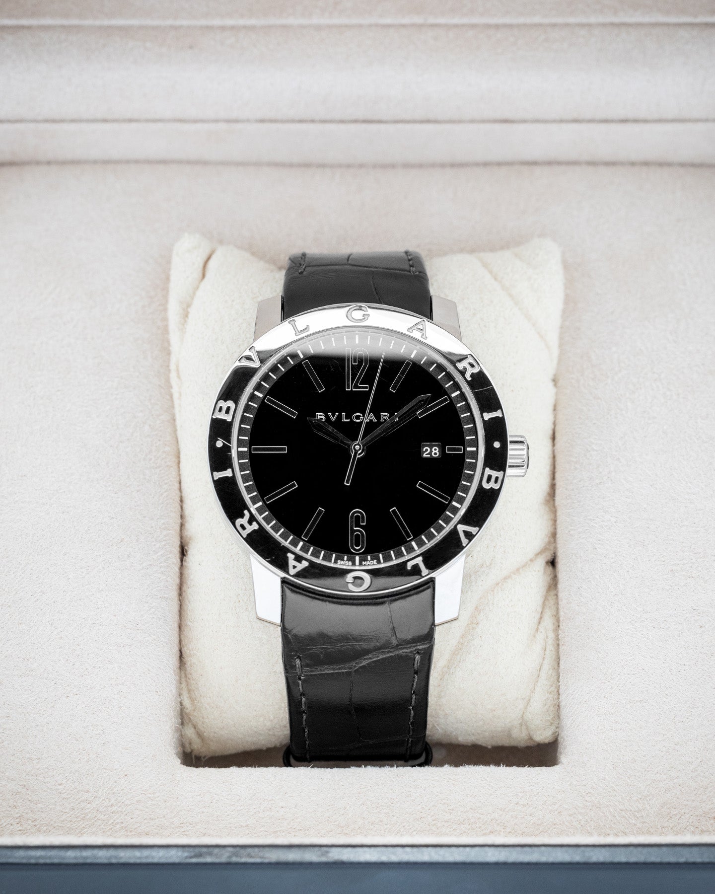 Bvlgari Bulgari Solotempo BB41S Steel Black Watch | Noah's Fine Watches and Jewelry