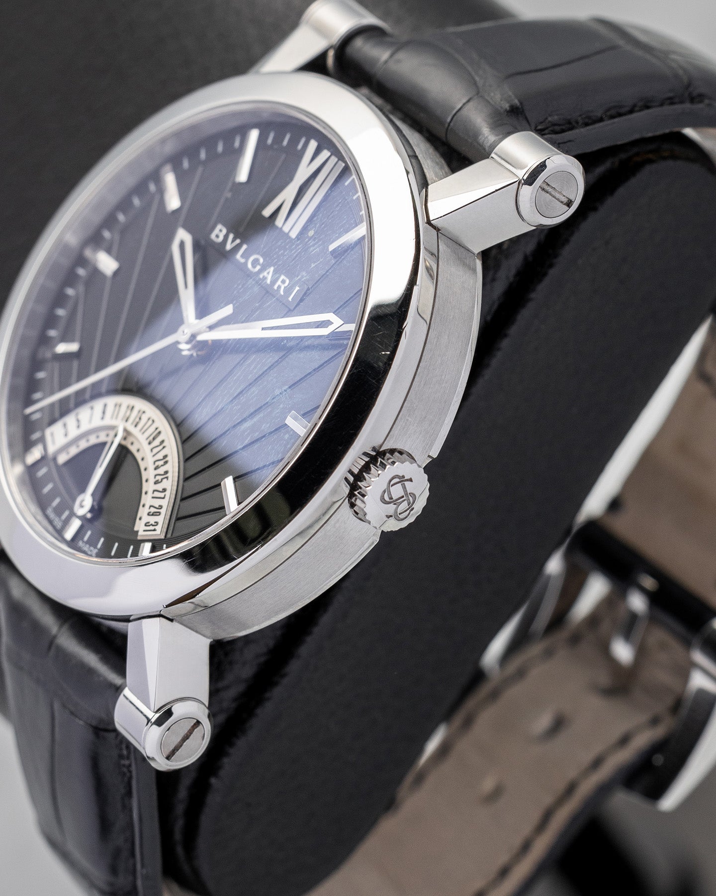 Steel Bvlgari Sotirio Retrograde Date SB42SDR Watch | Noah's Fine Watches and Jewelry