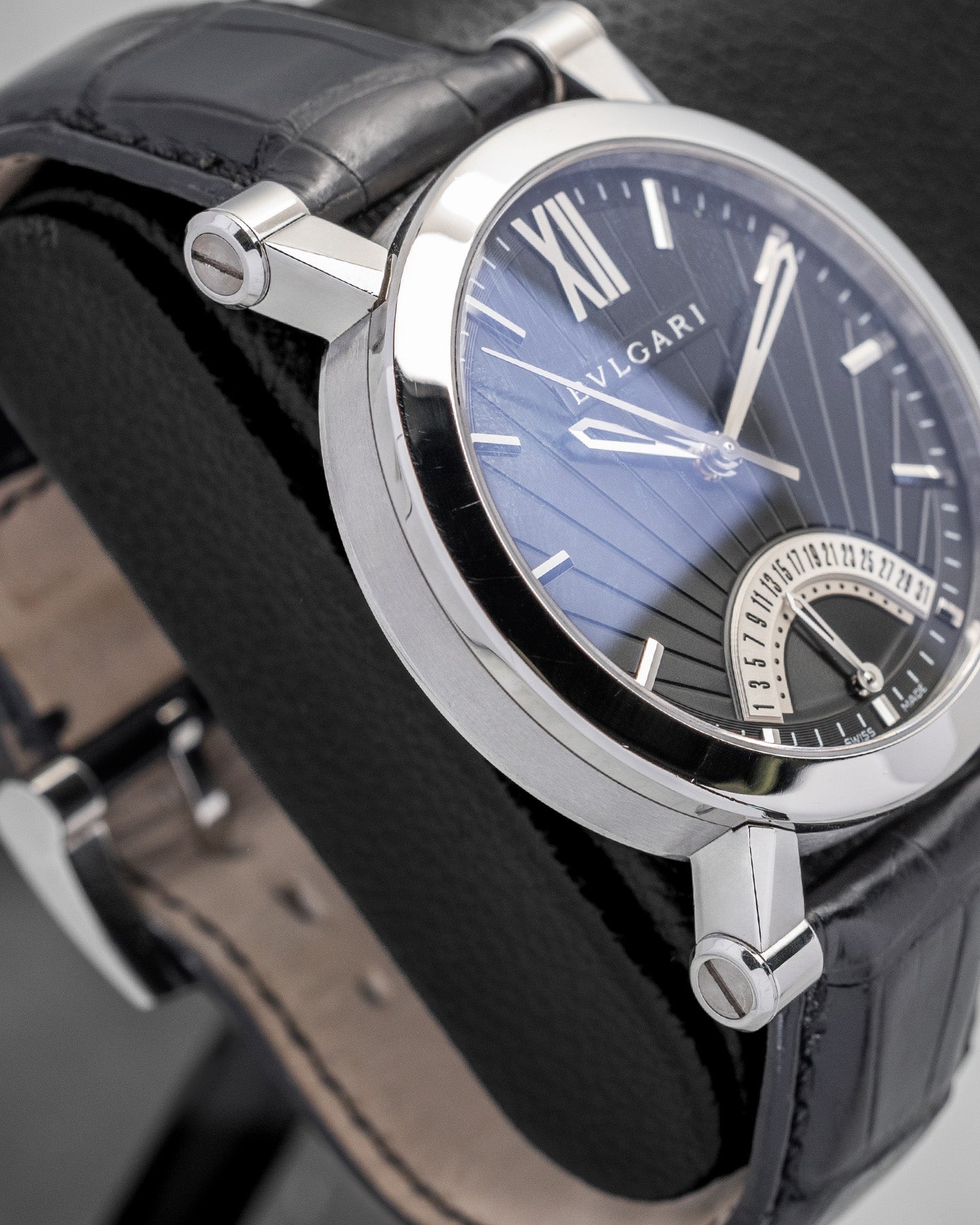 Steel Bvlgari Sotirio Retrograde Date SB42SDR Watch | Noah's Fine Watches and Jewelry