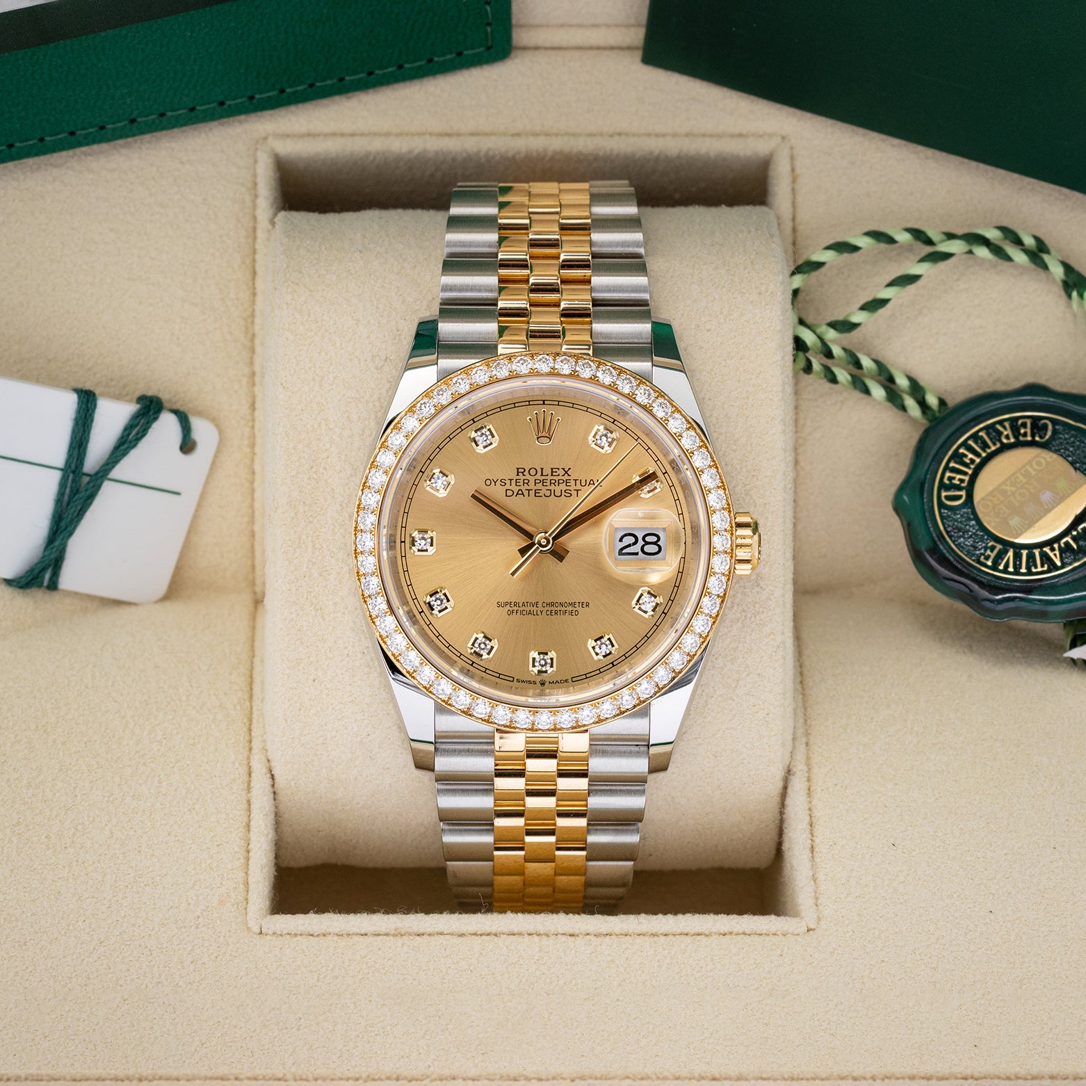 Diamond Bezel Rolex Datejust 36 126283RBR | Noah's Fine Watches Dallas