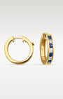 14k Gold Channel-Set Sapphire Diamond Huggies | Noah's Fine Jewelry & Watches