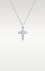 14K White Gold Diamond Cross Pendant Necklace