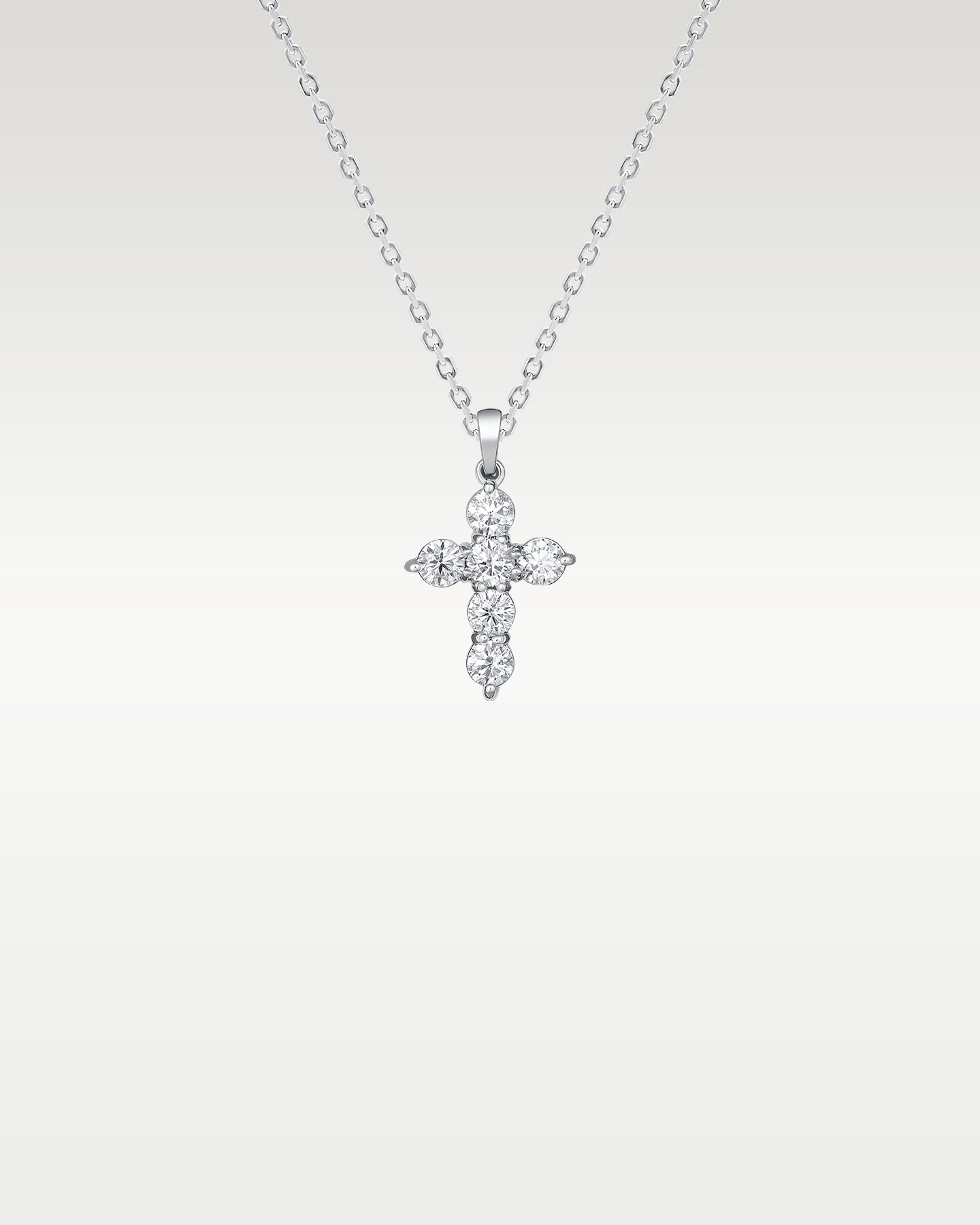 14K White Gold Diamond Cross Pendant Necklace