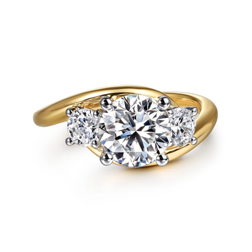 Gabriel & Co. 14K White & Yellow Gold Elin Three Stone Diamond Engagement Ring