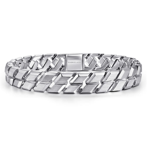 Gabriel & Co. 10mm Silver Herringbone Chain Bracelet | Noah's Fine Jewelry DFW
