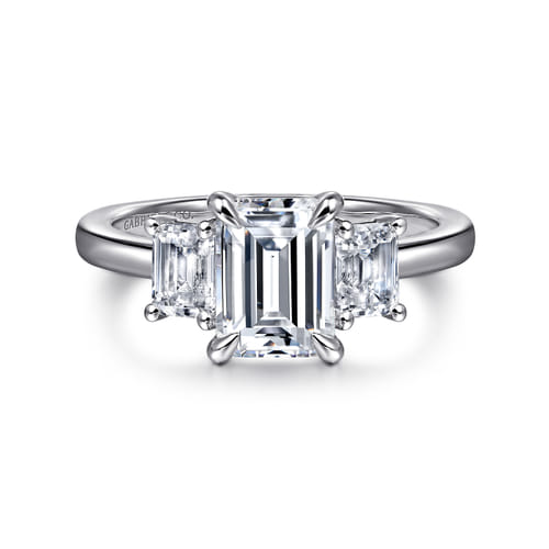 Gabriel & Co. 14K 3 Stone Emerald Cut Diamond Engagement Ring | Noahs Fine Jewelry