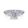Gabriel & Co. 14K 3 Stone Emerald Cut Diamond Engagement Ring | Noahs Fine Jewelry