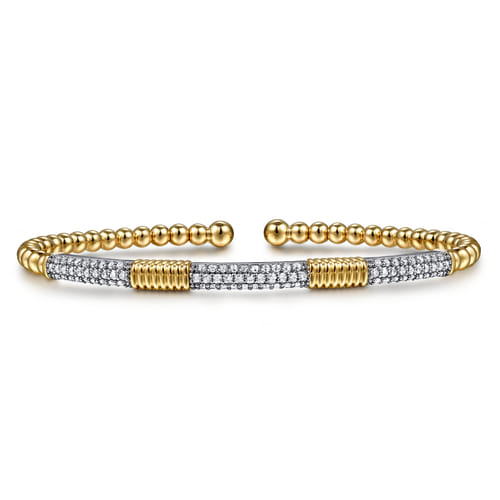 Two Tone Gold Bujukan Bead Diamond Bangle | Noahs Fine Jewelry Dallas