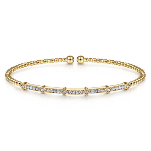 Gold Bujukan Bead & Six Station Diamond Bangle | Noahs Fine Jewelry Texas