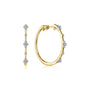14K Yellow Gold Diamond Station Hoop Earrings | Noahs Fine Jewelry Dallas