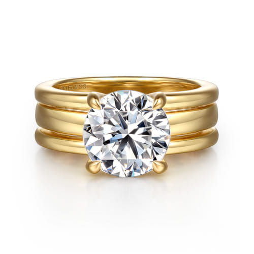 Gabriel & Co. Gold Giova Ribbed Round Diamond Engagement Ring | Noah's Fine Jewelry