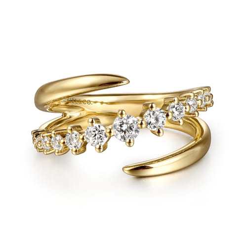Gabriel & Co. 14K Yellow Gold Bypass Diamond Ring | Noahs Fine Jewelry Dallas