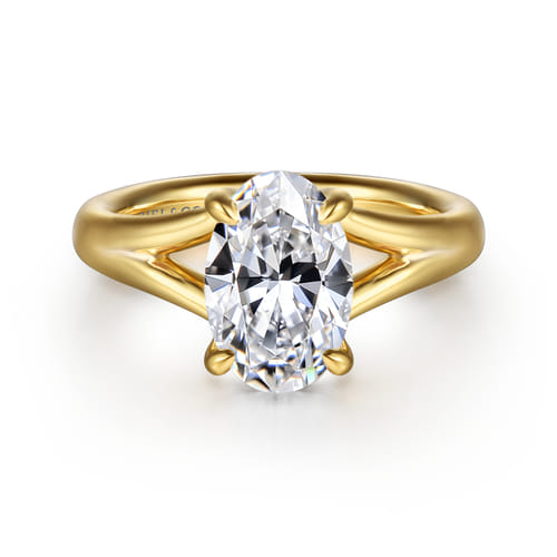 Gabriel & Co. Gold Sanah Split Shank Oval Diamond Engagement Ring | Noahs Fine Jewelry Dallas