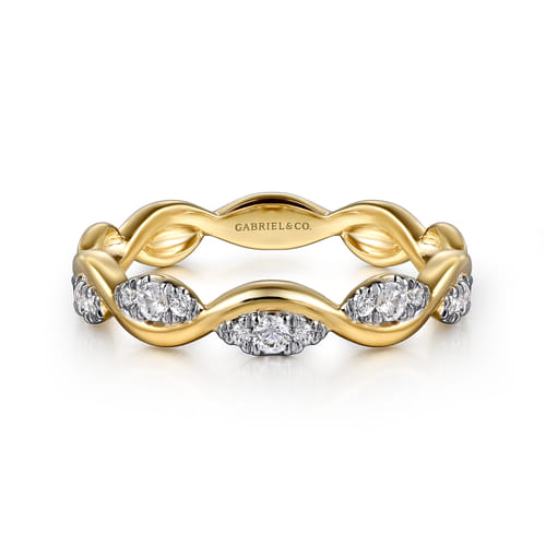 Gabriel & Co. Gold Scalloped Stackable Diamond Ring | Noahs Fine Jewelry Texas