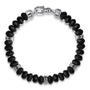Gabriel & Co. 925 Sterling Silver 8mm Matte Faceted Flat Round Onyx Beaded Bracelet | Noah's Fine Jewelry