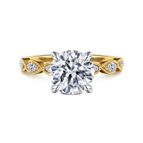 Gabriel & Co. White & Yellow Gold Marquise Accented Round Diamond Engagement Ring | Noahs Fine Jewelry