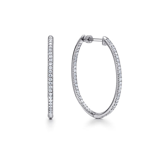 14K Gold 30mm Micro Pavé Inside Out Diamond Hoops | Noahs Fine Jewelry TX