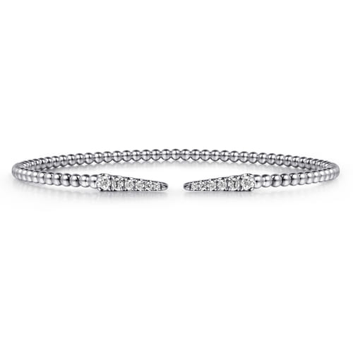 Gabriel & Co. Gold Bead Spiked Open Diamond Bangle | Noahs Fine Jewelry