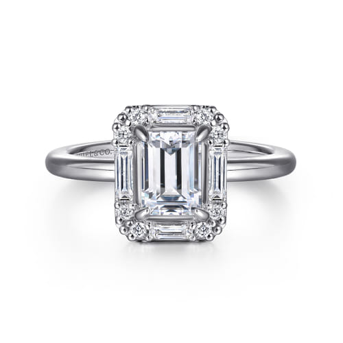 Gabriel & Co. 14K Gold Emerald Cut Halo Diamond Engagement Ring | Noahs Fine Jewelry