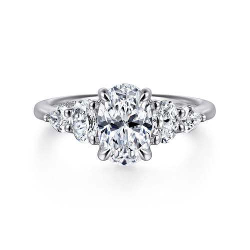 Gabriel & Co. 14K Gold Five Stone Oval Diamond Engagement Ring | Noahs Fine Jewelry