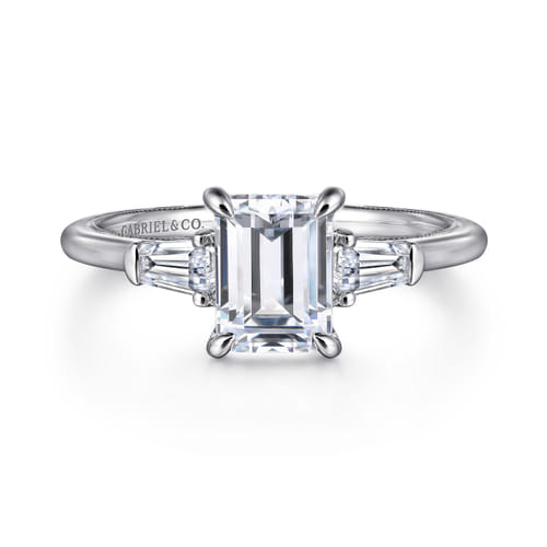 Gabriel & Co. 14K Gold Tapered 3 Stone Emerald Cut Diamond Engagement Ring | Noahs Fine Jewelry