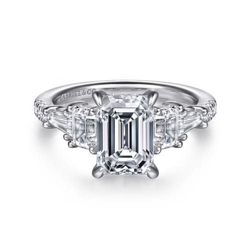 Gabriel & Co. Genni Tapered Baguette Emerald Cut Diamond Engagement Ring | Noahs Fine Jewelry