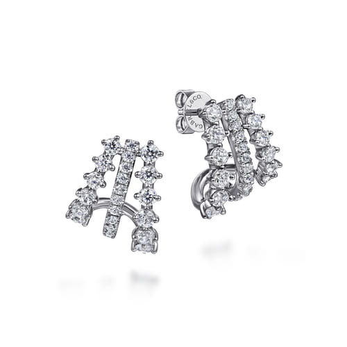 Gabriel & Co. 14K Gold J Hoop Diamond Studs | Noahs Fine Jewelry dallas
