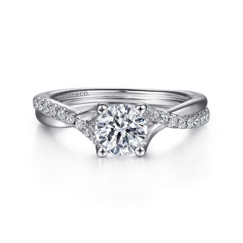Gabriel & Co Gold Twisted Round Diamond Engagement Ring | Noahs Fine Jewelry