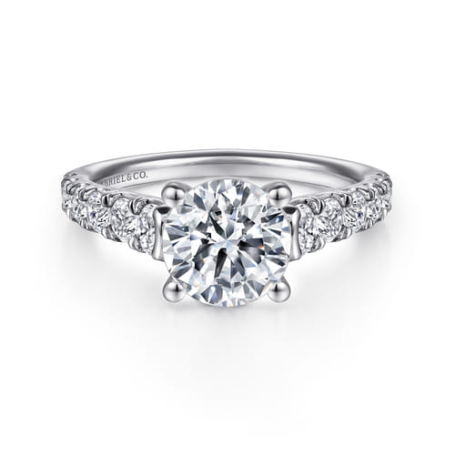 Gabriel & Co. 14K Gold Tapered Round Diamond Engagement Ring | Noahs Fine Jewelry TX