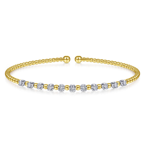 14K Gold Bujukan Bead & Floating Diamond Bangle | Noahs Fine Jewelry Dallas
