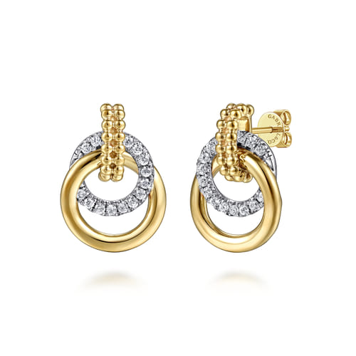 Gabriel & Co. Gold Bujukan Interlocking Diamond Stud Earrings | Noahs Fine Jewelry