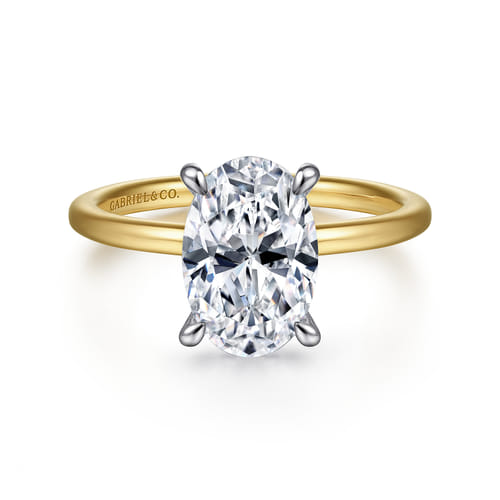 Gabriel & Co. Two Tone Cari Hidden Halo Oval Diamond Engagement Ring | Noahs Fine Jewelry