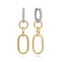 Two Tone Huggie Link Diamond Drop Earrings | Noahs fine Jewelry Dallas