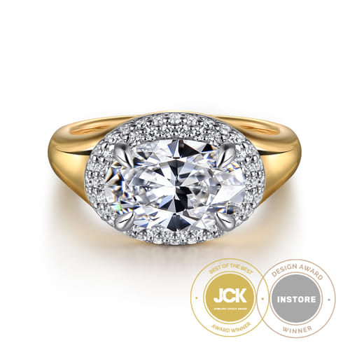 Gabriel & Co. 14K Gold Double Halo Oval Diamond Engagement Ring | Noah's Fine Jewelry