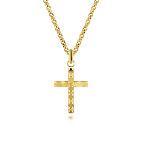 Gabriel & Co. 14K Gold 22" Faceted Cross Pendant Necklace | Noah's Fine Jewelry