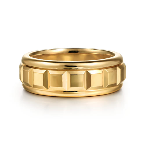 Gabriel & Co. 14K Gold 8mm Square Mens Rotating Ring | Noahs Fine Jewelry TX