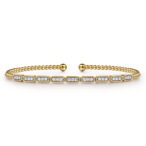 Gabriel & Co. 14K Yellow Gold Bar Station Diamond Bangle | Noahs fine Jewelry