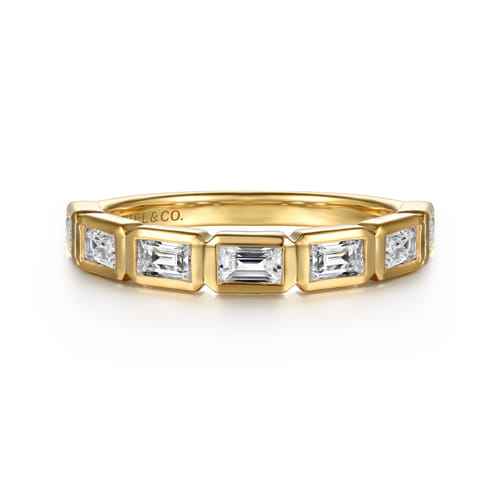 Gabriel & Co Gold Bezel Baguette Diamond Anniversary Band | Noahs Fine Jewelry