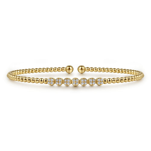 Gabriel & Co Bead Cluster Diamond Open Cuff Bangle | Noahs Fine Jewelry Dallas