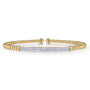 Gabriel & Co. 14K Yellow Gold Bead Pavé Diamond Bar Bangle | Noahs Fine Jewelry