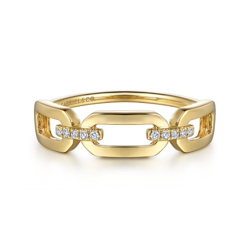 Gabriel & Co. 14K Yellow Gold Chain Link Diamond Ring | Noahs Fine Jewelry DFW