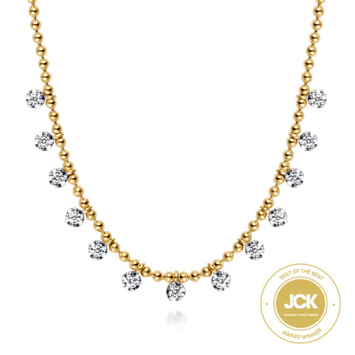 Gabriel & Co. 14K Gold Bujukan Diamond Drop Necklace | Noahs Fine Jewelry DFW