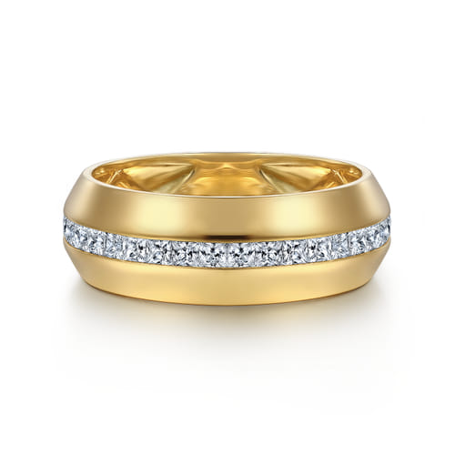 Gabriel & Co. Gold Diamond Inlay Wedding Men's Ring | Noahs Fine Jewelry Dallas