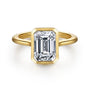 Gabriel & Co. Gold Emerald Cut Diamond Bezel Solitaire Engagement Ring | Noahs Fine Jewelry Dallas