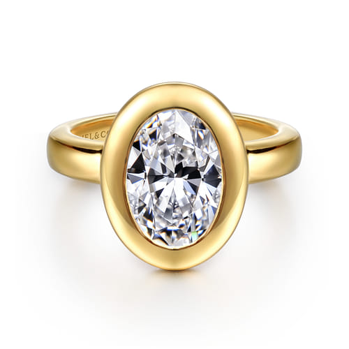 Gabriel & Co. 14K Gold Pauline Bezel Set Oval Diamond Engagement Ring | Noahs Fine Jewelry