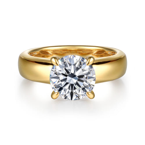 Gabriel & Co. Gold Cigar Band Round Diamond Engagement Ring | Noahs Fine Jewelry Dallas
